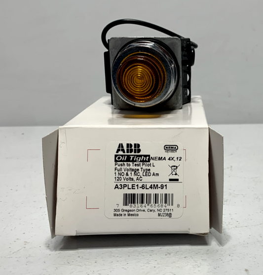 ABB A3PLE1-6L4M-91 Oil Tight Pilot Light 120V LED Orange