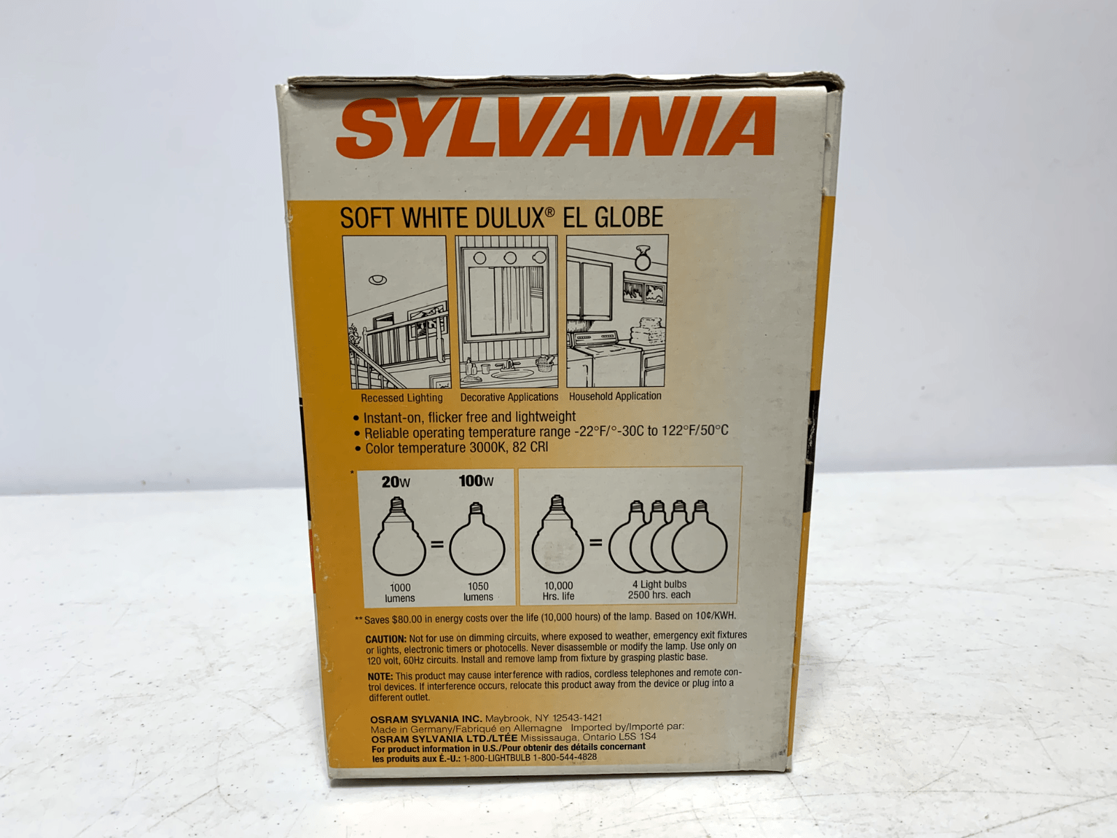 Sylvania 29259 Compact Fluorescent 20W 10k hours (lot of 2) - Chase Surplus