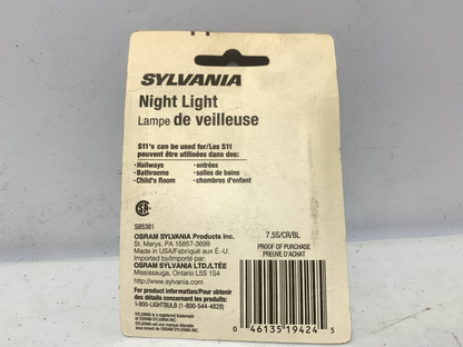 Sylvania 7.5S/CR/BL Night Light Bulb Red Ceramic 7.5W 120V S11 Bulb (lot of 2) - Chase Surplus