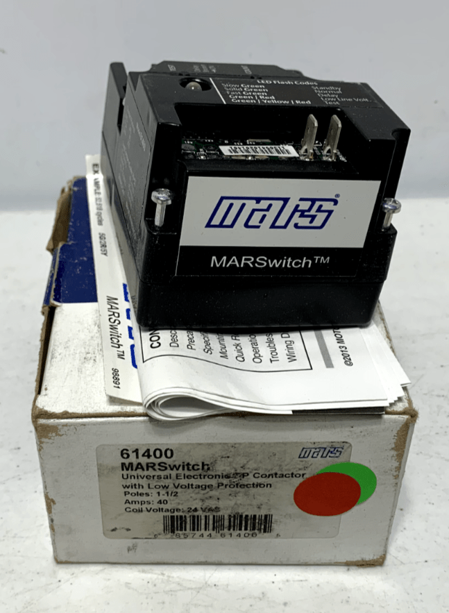 MARSwitch 61400 DP Contactor w/ Low Voltage Protection 40 AMP 24VAC 1.5 Poles - Chase Surplus