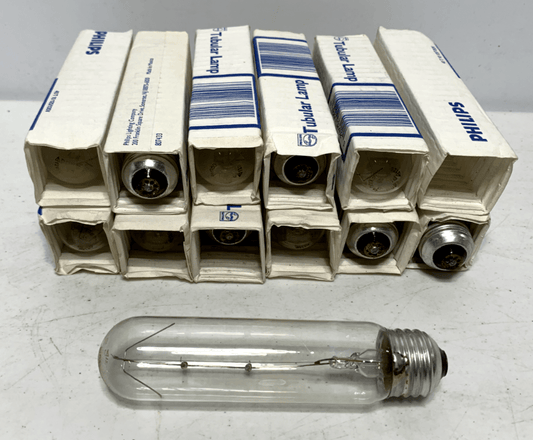 Philips 40W T10 Medium Base 120/130V Tubular Clear Light Bulb (lot of 12) - Chase Surplus