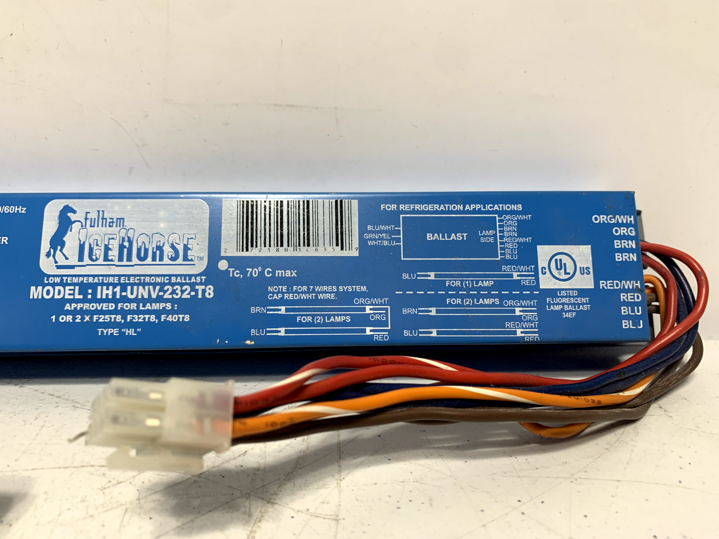 Fulham IH1-UNV-232-T8 Icehorse Low Temp Refrigeration Cooler Ballast 277V T8