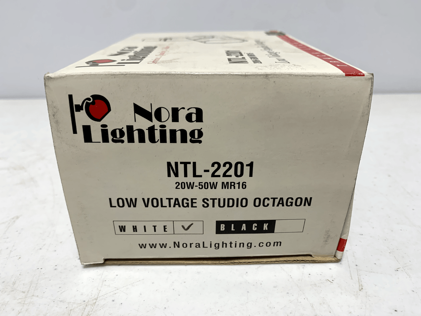 Nora Lighting NTL-2201 Studio Light Low Voltage Octagon MR16 White w/ Glass Lens - Chase Surplus