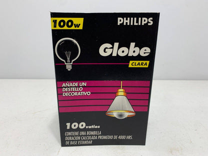 Philips 100G40/4M G40 5" Globe Clear Bulb 100W 120V 4000 hrs (lot of 4) - Chase Surplus