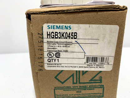 Siemens HGB3K045B Circuit Breaker 3P 480V 45A