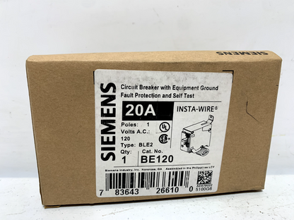 Siemens BE120 Ground Fault Equipment Protection Circuit 20 Amp 1 Pole 120V