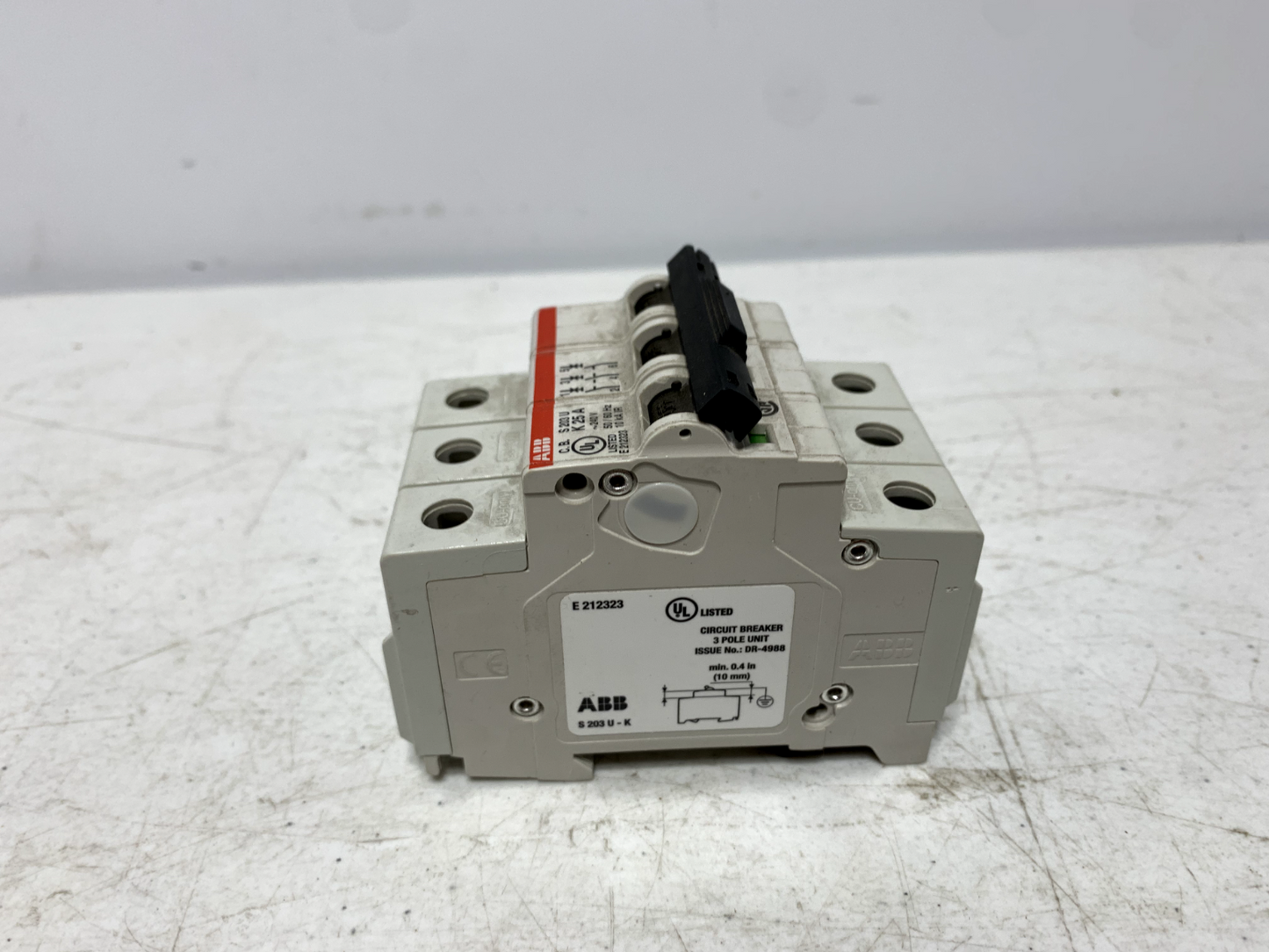 ABB S203U-K25 Circuit Breaker 3-Pole 240V 10kA IR 35mm DIN Rail Mount K25A