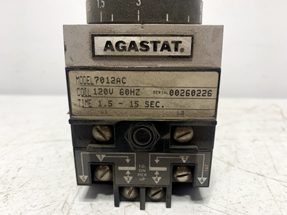 Agastat 7012AC Timing Relay 120V 1.5-15 Sec