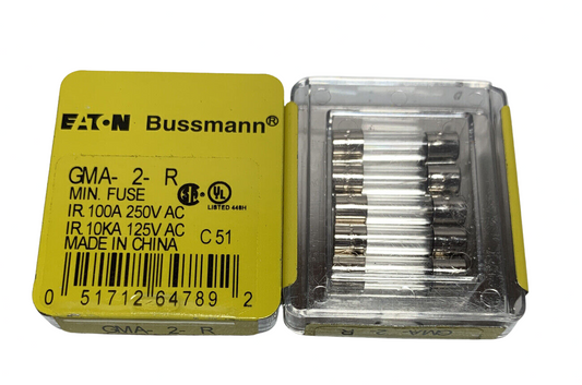 Bussman GMA-2-R Glass Tube Fast Acting Electronic Fuse 250V (PK OF 5) New - Chase Surplus