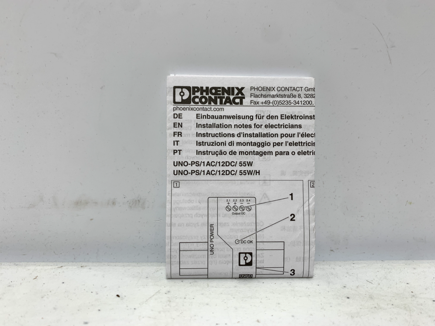 Phoenix Contact 2902999 Power Supply Din Rail Mount UNO-PS/1AC/12DC/55W 240V