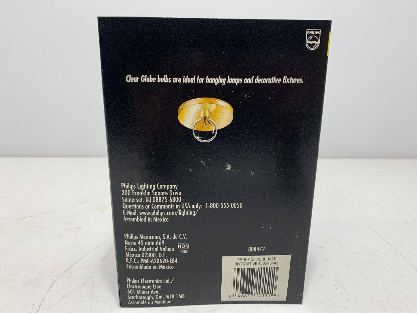 Philips 100G40/4M G40 5" Globe Clear Bulb 100W 120V 4000 hrs (lot of 4) - Chase Surplus