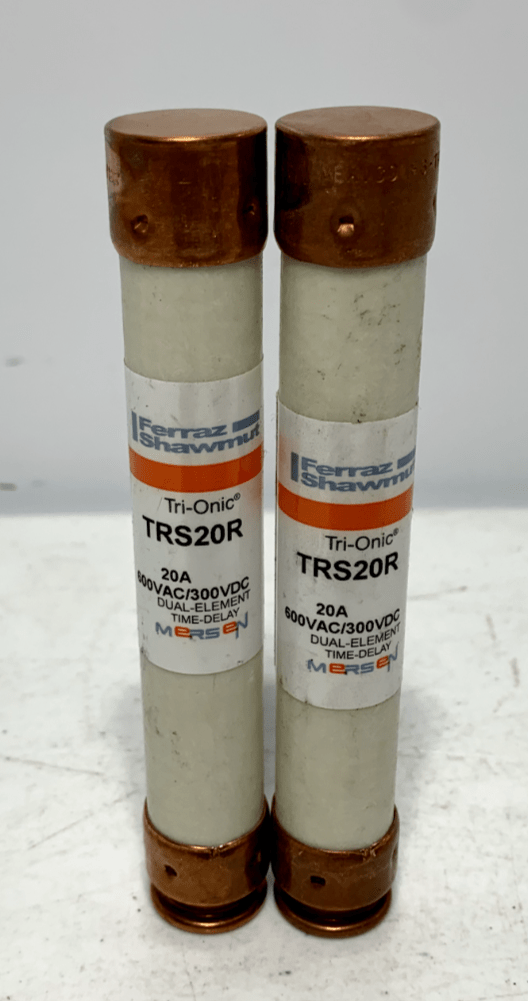 Ferraz Shawmut TRS20R Tri-Onic Time Delay Fuses 20 Amp 600V Class RK5 (lot of 2) - Chase Surplus