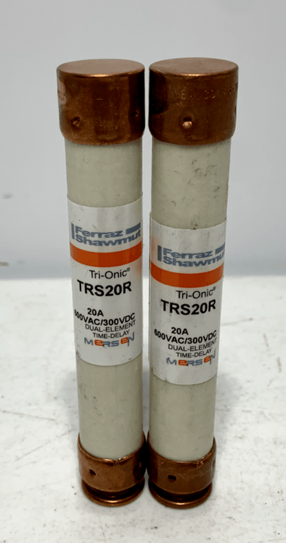 Ferraz Shawmut TRS20R Tri-Onic Time Delay Fuses 20 Amp 600V Class RK5 (lot of 2) - Chase Surplus