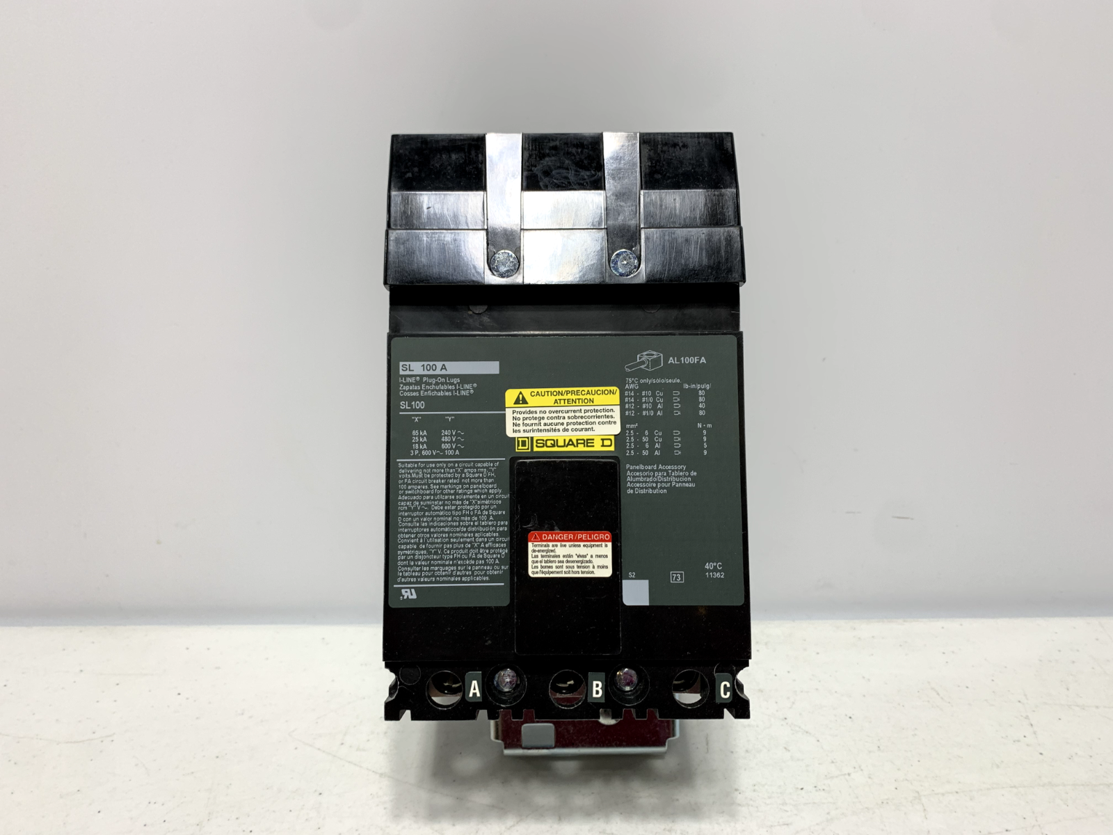 Square D SL100 Circuit Breaker 100A 3 Pole 600V Plug-On Lugs - Chase Surplus