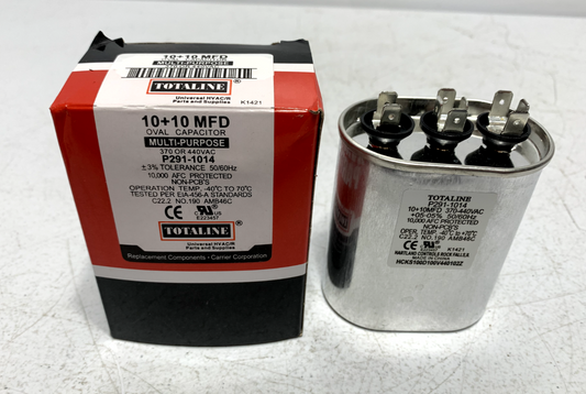 Carrier Totaline P291-1014 Oval Run Capacitor 10+10 MFD