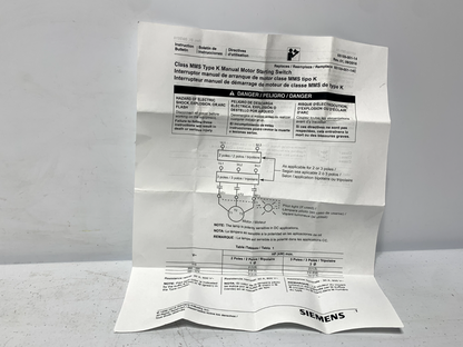 Siemens MMSKGLA Manual Switch 2 Pole