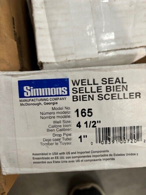 Simmons 165 Well Seal 4-1/2" Casing ID 1" Drop Pipe Lead Free Painted Blue