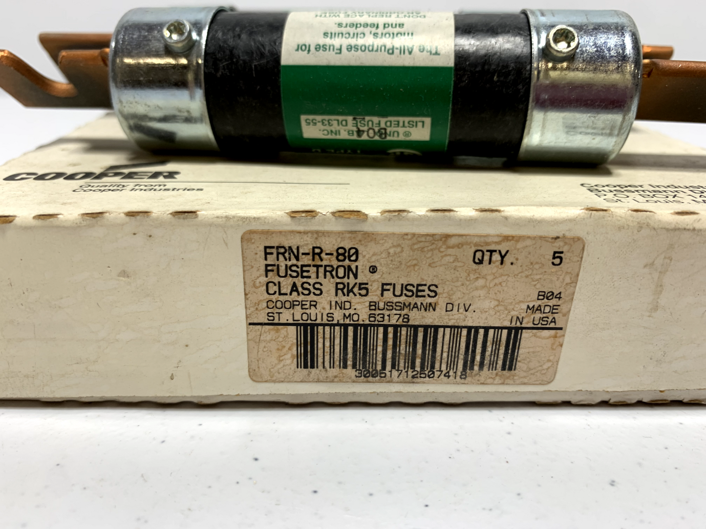 Cooper Bussmann FRS-R-80 Fusetron Time Delay Fuse 80A 600V