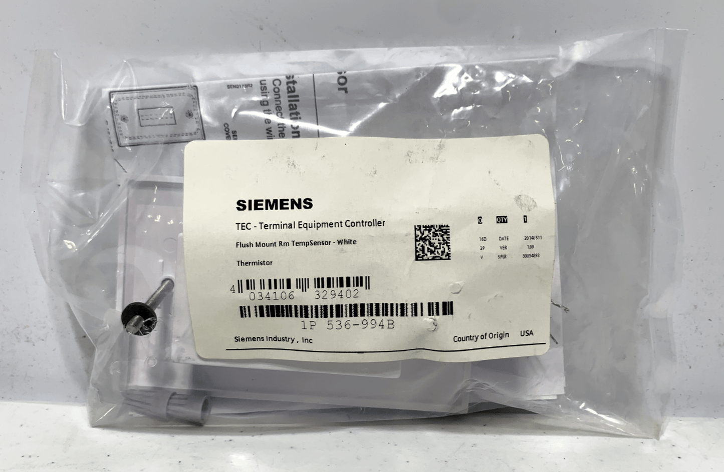 Siemens 536-994B Flush Mount Temperature Sensor Kit - Chase Surplus