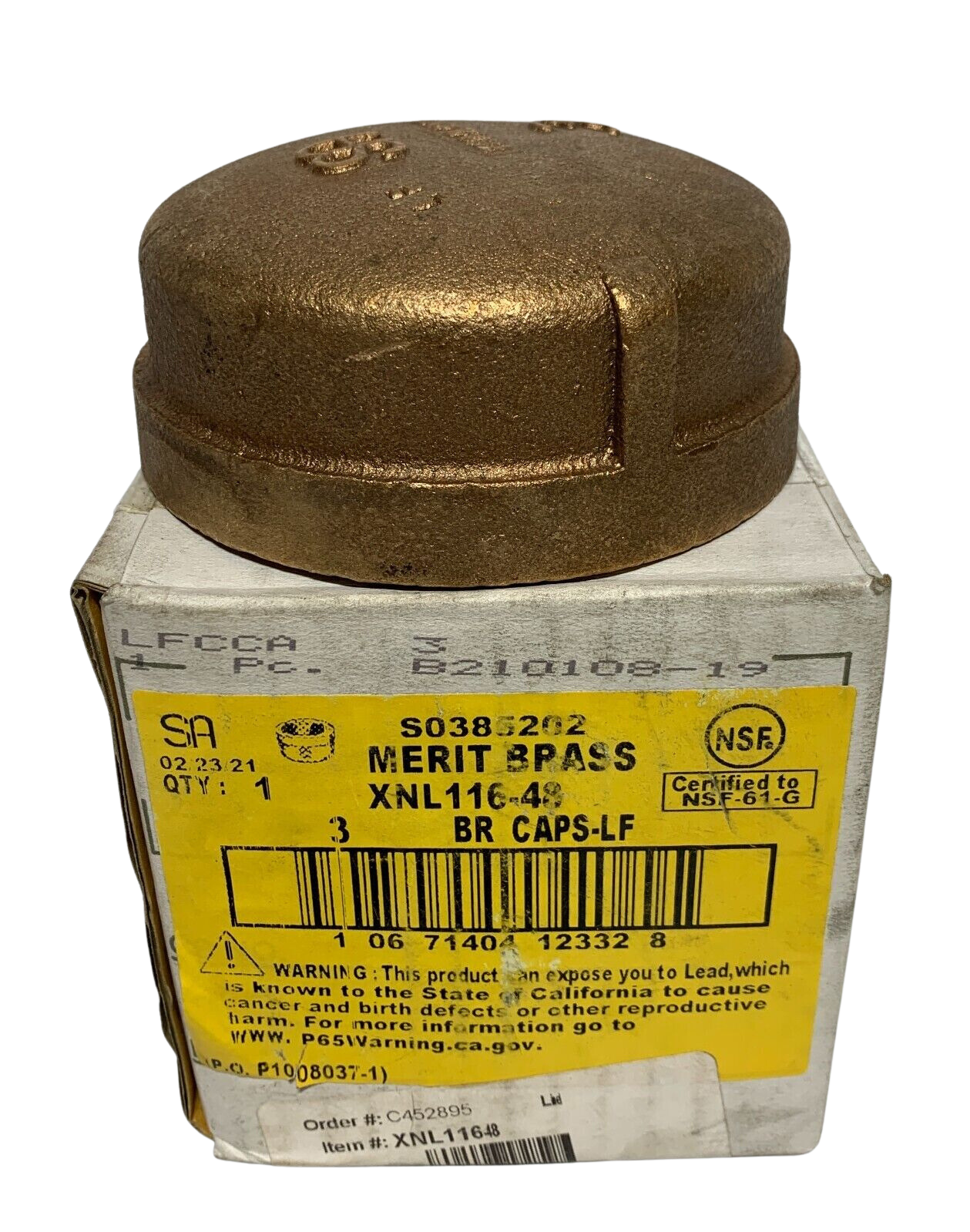 Merit Brass XNL116-48 Lead Free Brass Cap 3" - Chase Surplus