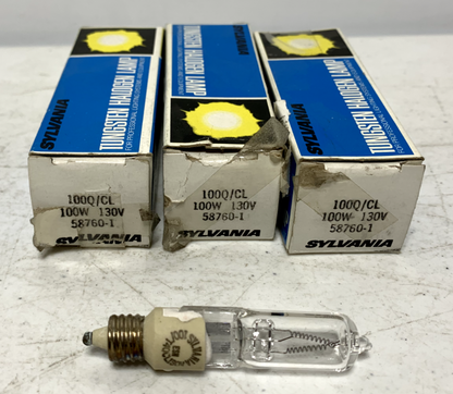 Sylvania 100Q/CL 58760-1 Tungsten Halogen Lamp 100W 130V (lot of 3) - Chase Surplus