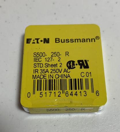 Bussman S500-250-R Time Delay Glass Fuse 250V (PK OF 5) New - Chase Surplus