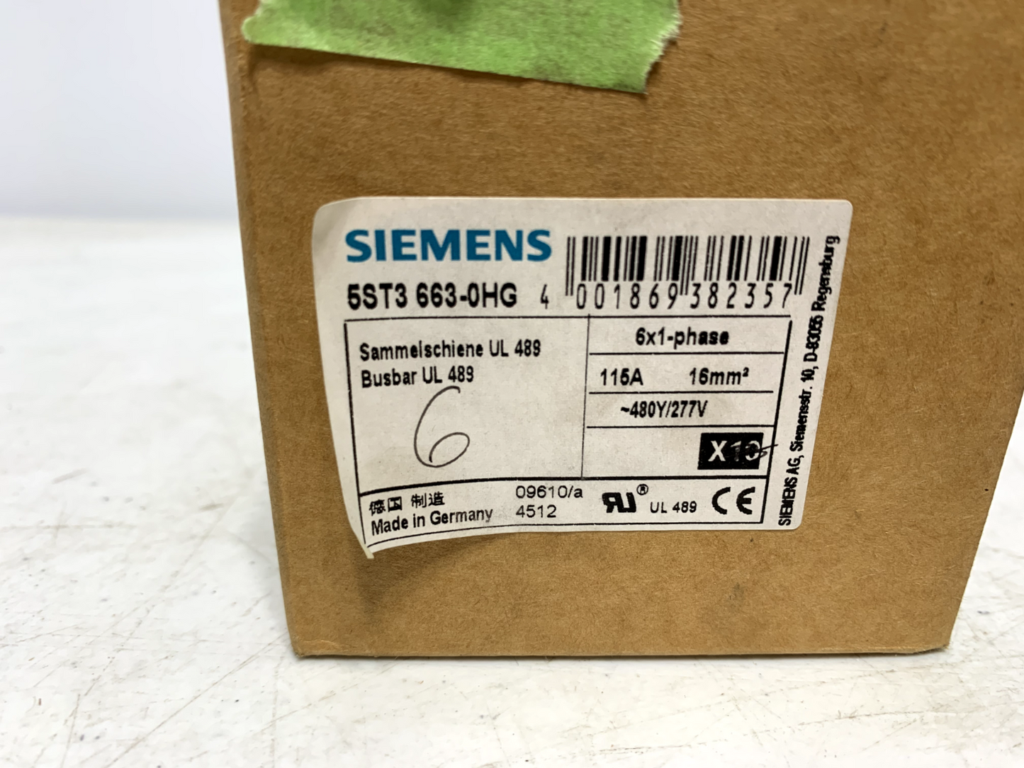 Siemens 5ST3-663 Busbar 115 Amp 6x1-phase (lot of 10)