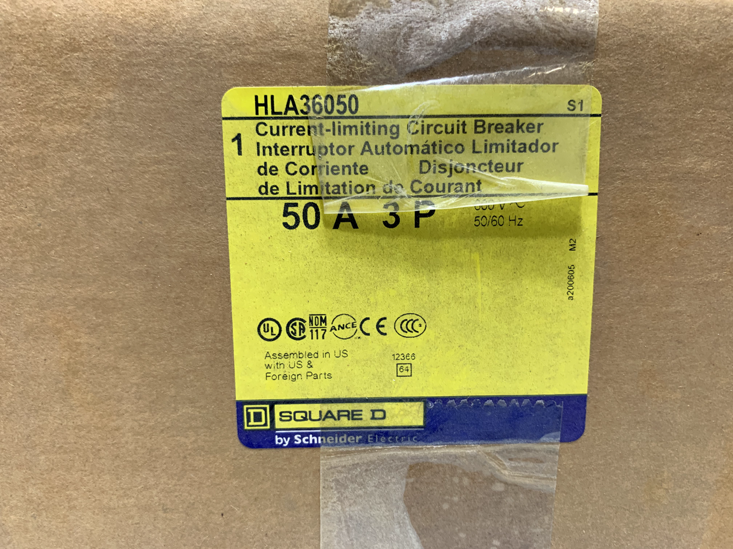 Square D HLA36050 Circuit Breaker I-Line 50A 3 Pole 50kA