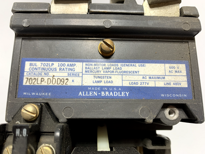 Allen Bradley 702LP-DOD92 2 Pole Contactor 100 Amp