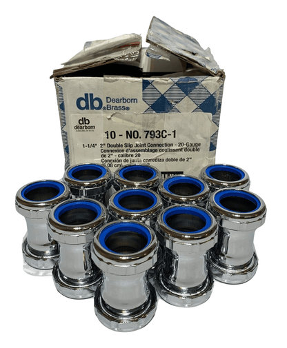 Dearborn Brass 793C-1 Double Slip Joint Connector, 1-1/4, 20 gauge (Box of 10) - Chase Surplus