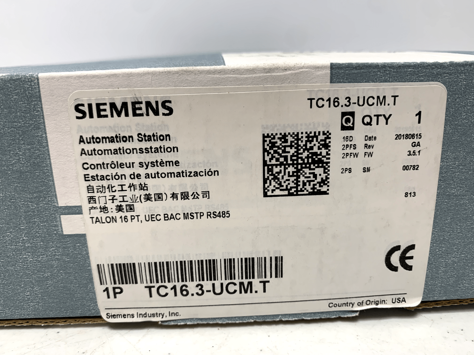 Siemens TC16.3-UCM.T Automation Station 16 Point BACnet - Chase Surplus