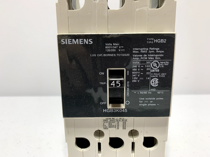 Siemens HGB3K045B Circuit Breaker 3P 480V 45A