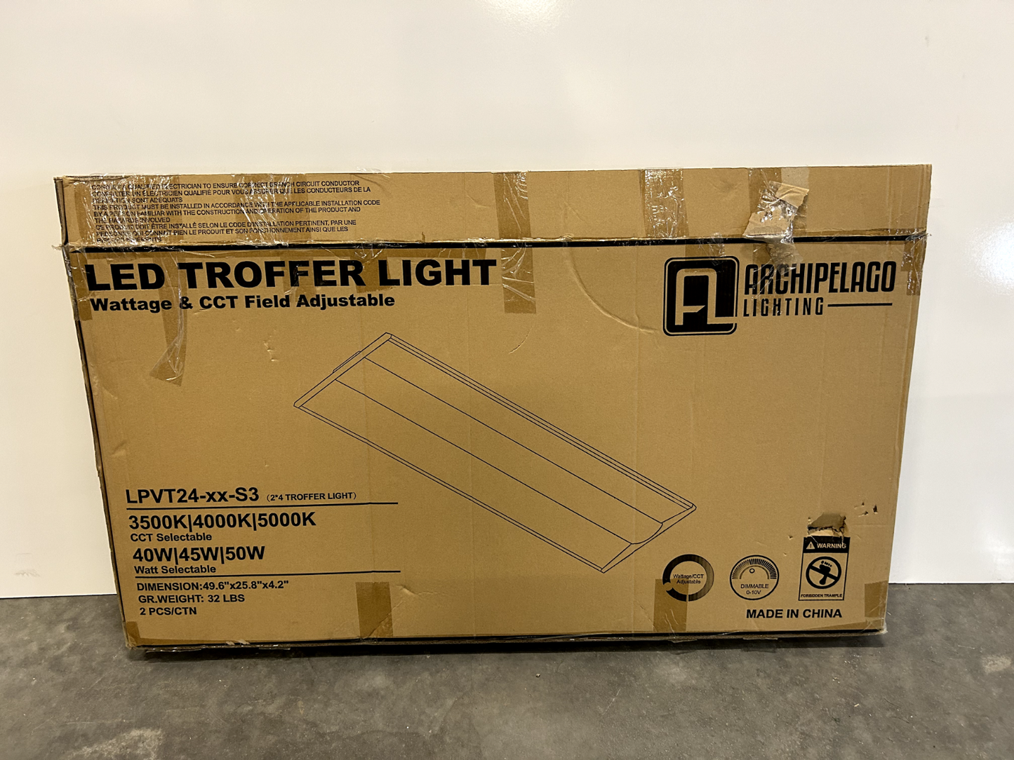 Archipelago Lighting LED Troffer Light 5000K 277V LPVT24-xx-S3