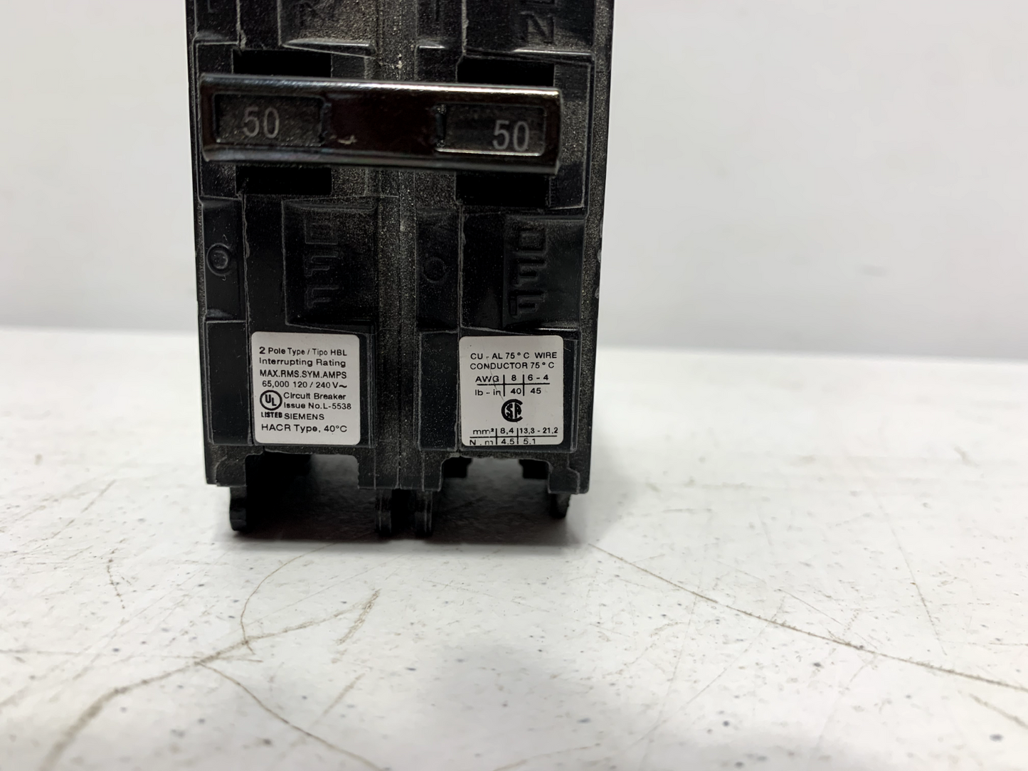 Siemens B250HH Bolt-on 50A 2 Pole Circuit Breaker 65kA 240V