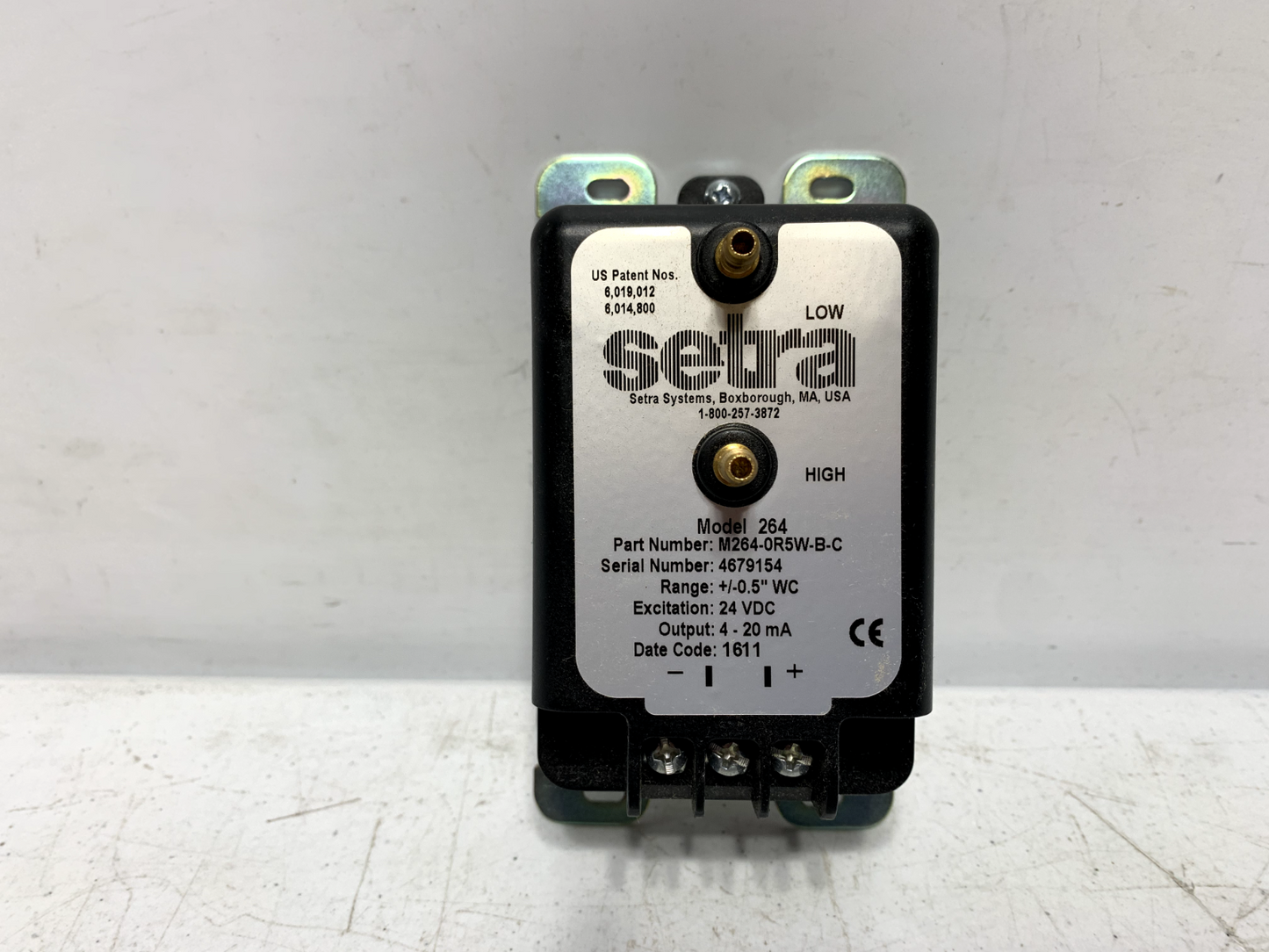 Setra M264-0R5W-B-C Low Differential Pressure Transducer 24 VDC