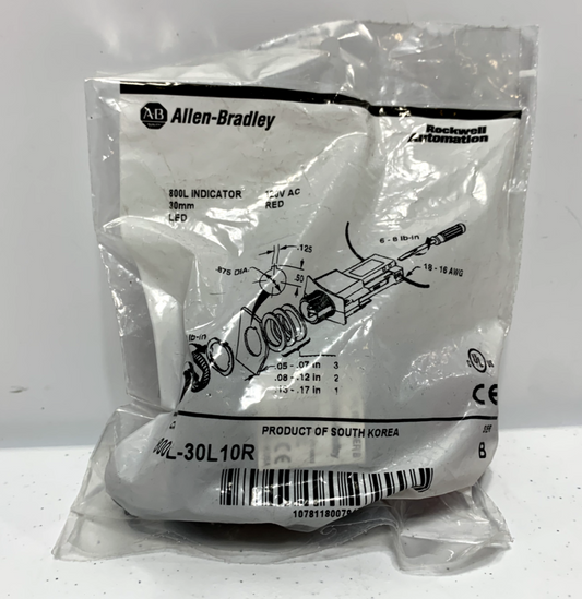 Allen Bradley 800L-30L10R Red Pilot Light Assembly