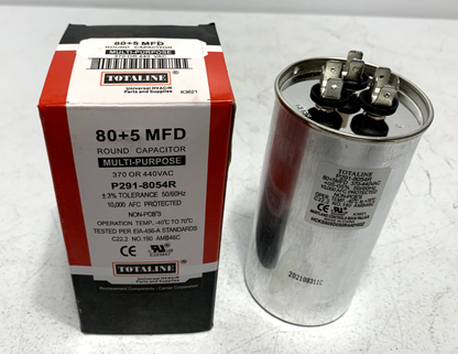 Carrier P291-8054R Totaline Motor Run Capacitor 80+5 uF MFD 440V Round