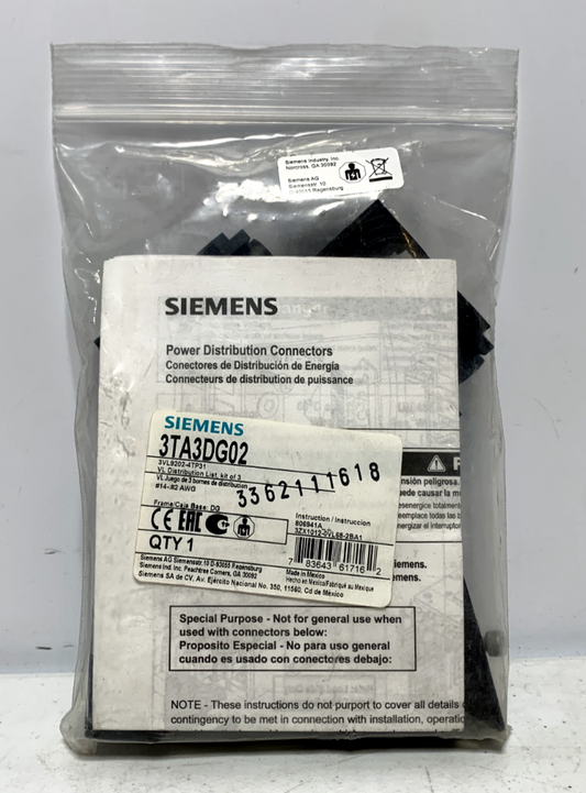 Siemens 3TA3DG02 Circuit Breaker Lug Kit - Chase Surplus