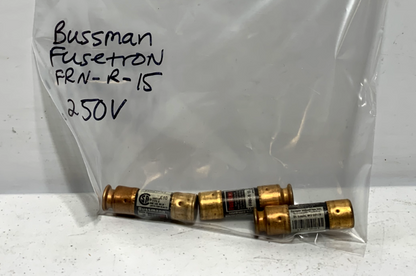 Cooper Bussmann FRN-R-15 Fusetron 15A 600V Time Delay Fuse (lot of 3)