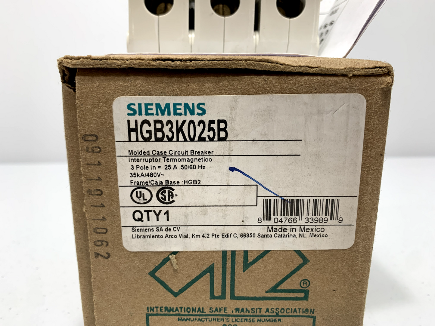 Siemens HGB3K025B Circuit Breaker 3P 480V 25A