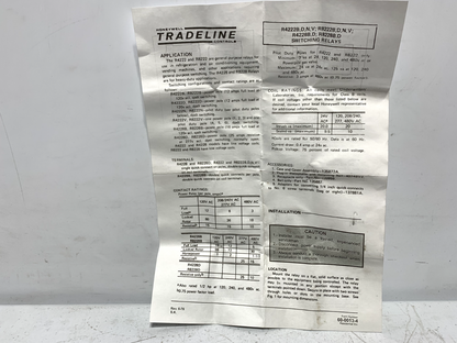Honeywell R4222B1082 General Purpose Relay w/ with SPDT Switching 120V 50/60 HZ