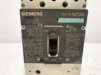 Siemens NFG3F250 Circuit Breaker 250A 600VDC 3 Pole