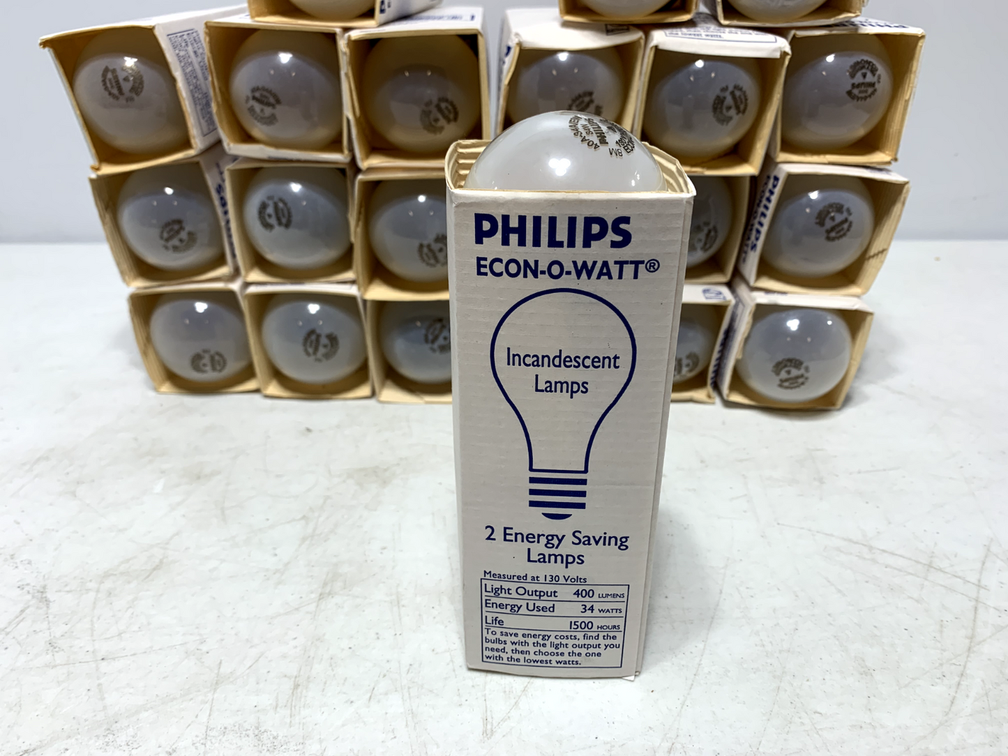 Philips 40A-34A-EW Econ-O-Watt Frosted Bulb 30W 120V pk of 2 (lot of 22) - Chase Surplus