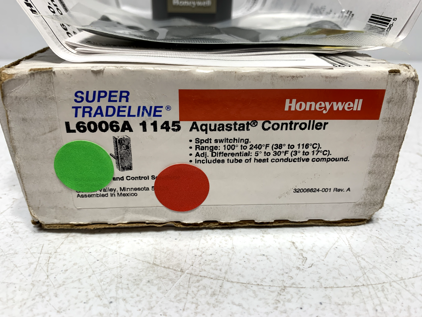 Honeywell L6006A1145 Aquastat Controller High/Low Limit Horizontal Mount w/ SPDT