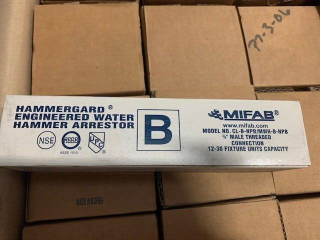 Mifab MWH-B Piston Type Water Hammer Arrestor 3/4" Connector - Chase Surplus