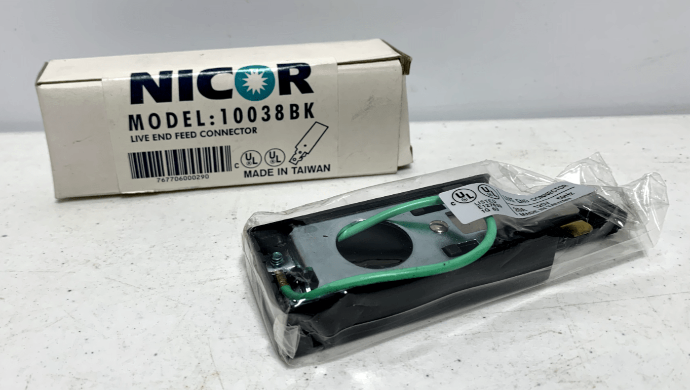 NICOR 10038BK Live End Feed Connector - Chase Surplus