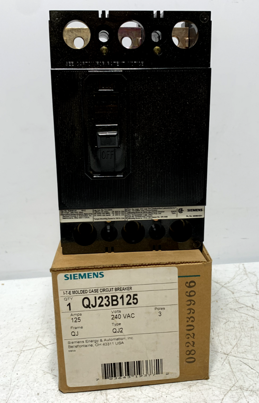 Siemens QJ23B125 Industrial Circuit Breaker 3 Phase 3 Pole 125 Amp 240V QJ Frame