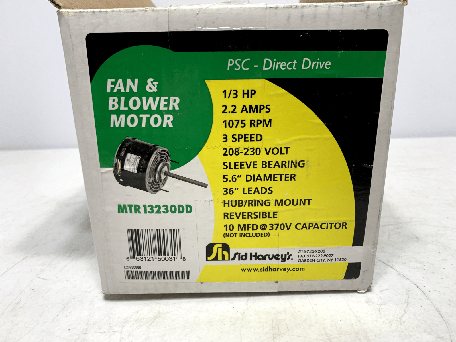 Sid Harveys MTR13230DD Blower Motor 1/3HP 1075RPM 3 Speed 115V - Chase Surplus