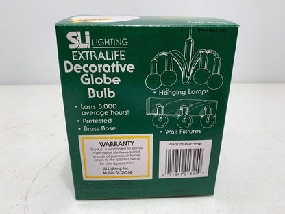 SLI Lighting G40 Globe Bulb Extra Life Clear 40W 130V 61010 (lot of 6) - Chase Surplus