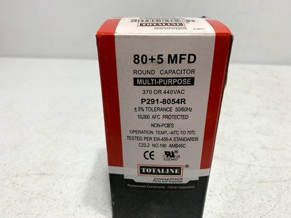 Carrier P291-8054R Totaline Motor Run Capacitor 80+5 uF MFD 440V Round